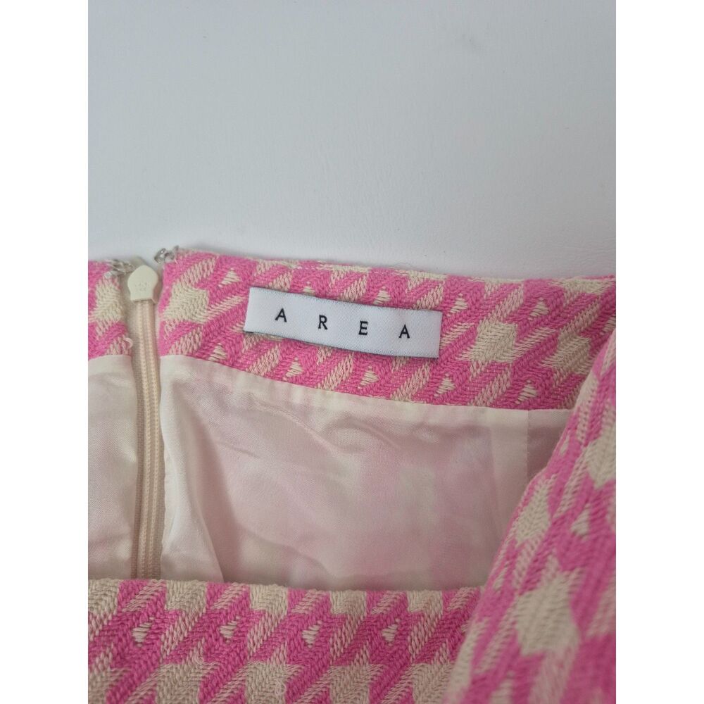 Area Women's Pink Houndstooth Slit Mini Skirt Size 8 - Picture 3 of 4